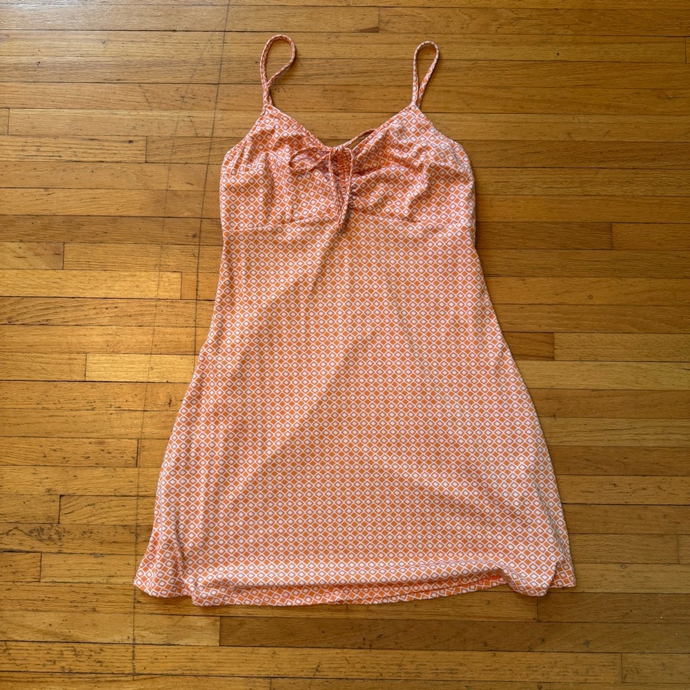Hollister Orange/White mini dress. with Delicate Spaghetti Straps